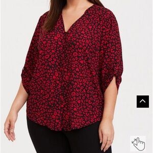 Torrid Harper Georgette button-front 3/4 sleeve pullover blouse